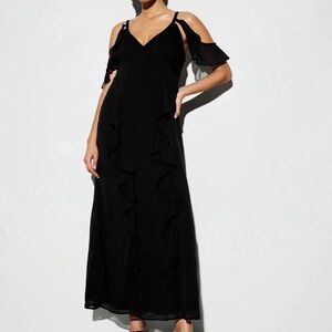 NWT Old Navy Black Maxi Dress with Ruffle Details